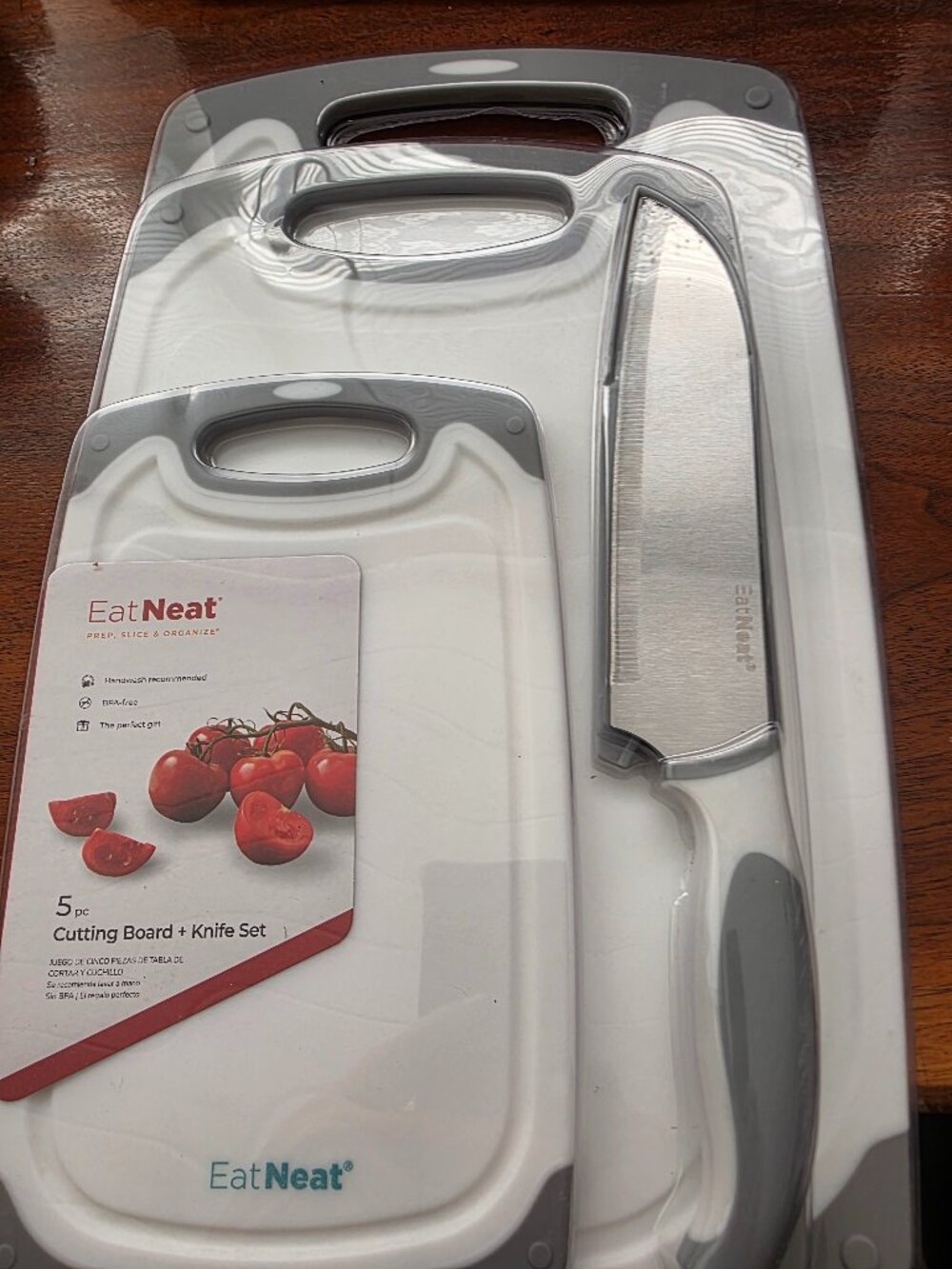 EAT NEAT-PREP, SLICE, & ORANIZE, 5PC CUTTING BOARDS & KNIFE SET